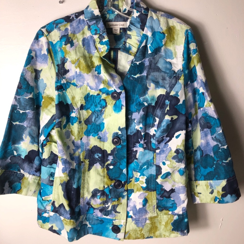 Coldwater Creek Water Color 10 Button Front Jacket